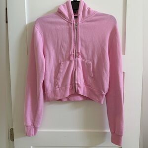 Brandy Melville French Terry cropped pink hoodie